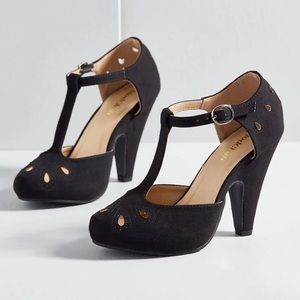 3” ModCloth Black Heels, closed toe & ankle strap